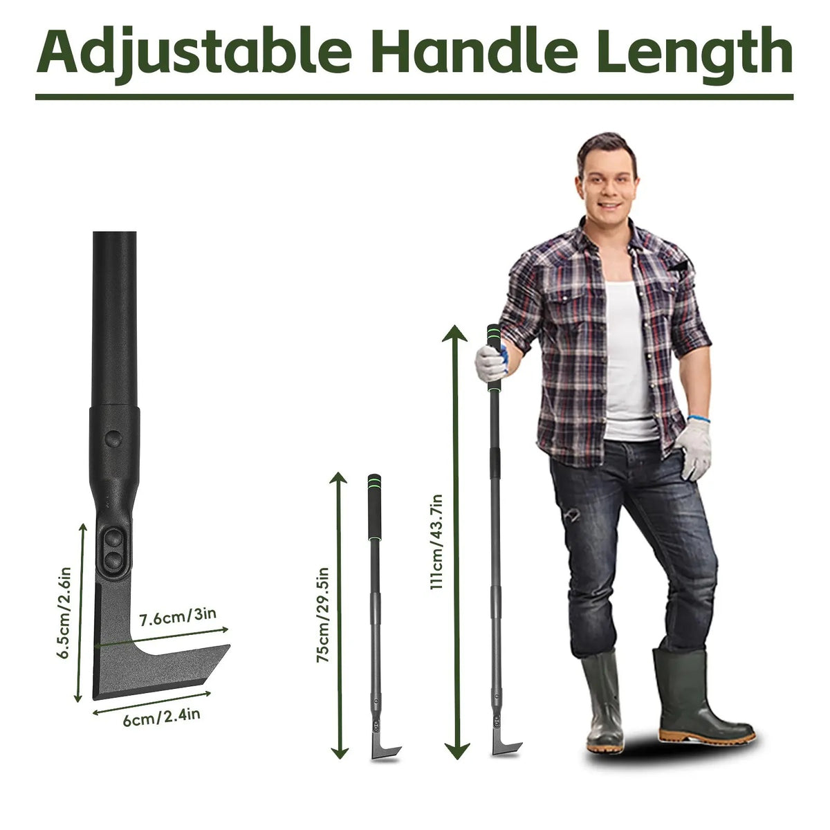 43.7" Crack Weeder – Adjustable Long Handle Weed Puller & Remover for Sidewalk, Paver, Wall Gaps, Lawn & Deck