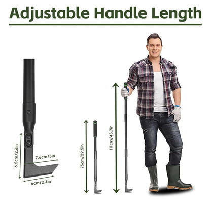 43.7" Crack Weeder – Adjustable Long Handle Weed Puller & Remover for Sidewalk, Paver, Wall Gaps, Lawn & Deck