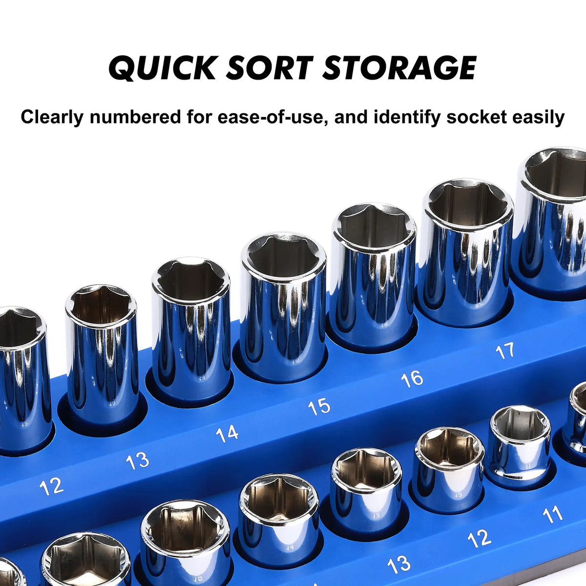 6-Piece Magnetic Socket Organizer Set – 1/2", 3/8" & 1/4" Drive, Holds 143 SAE & Metric Sockets