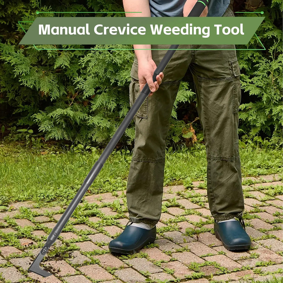 43.7" Crack Weeder – Adjustable Long Handle Weed Puller & Remover for Sidewalk, Paver, Wall Gaps, Lawn & Deck