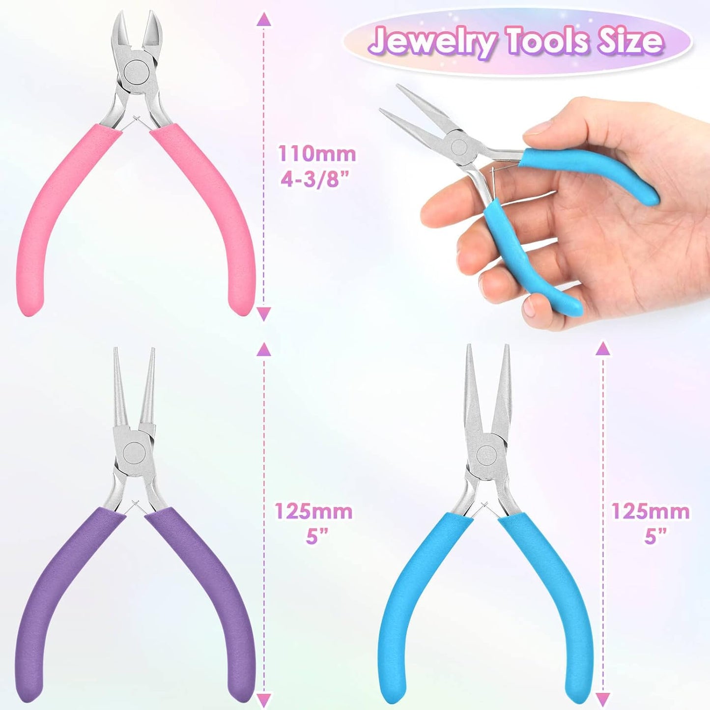 Ergonomic Jewelry Pliers - Non-Slip, Rust-Proof Steel for DIY Wire Wrapping & Beading