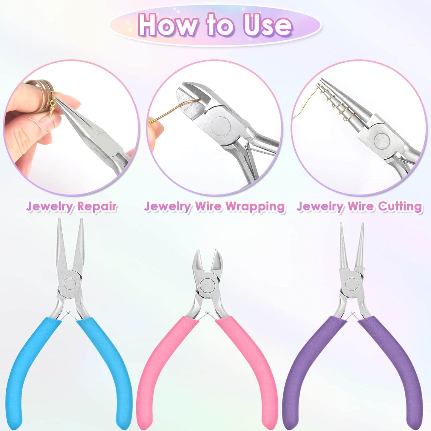 Ergonomic Jewelry Pliers - Non-Slip, Rust-Proof Steel for DIY Wire Wrapping & Beading