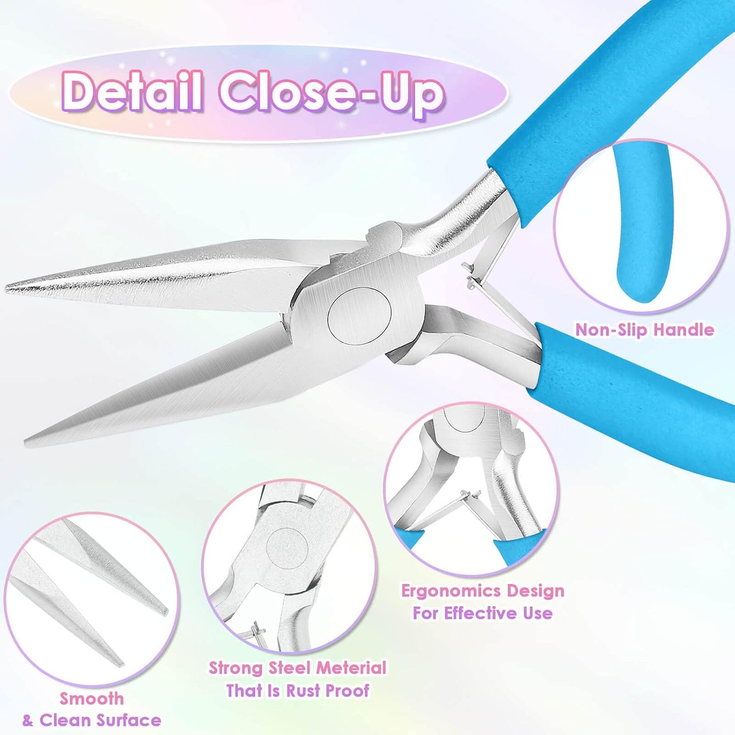 Ergonomic Jewelry Pliers - Non-Slip, Rust-Proof Steel for DIY Wire Wrapping & Beading